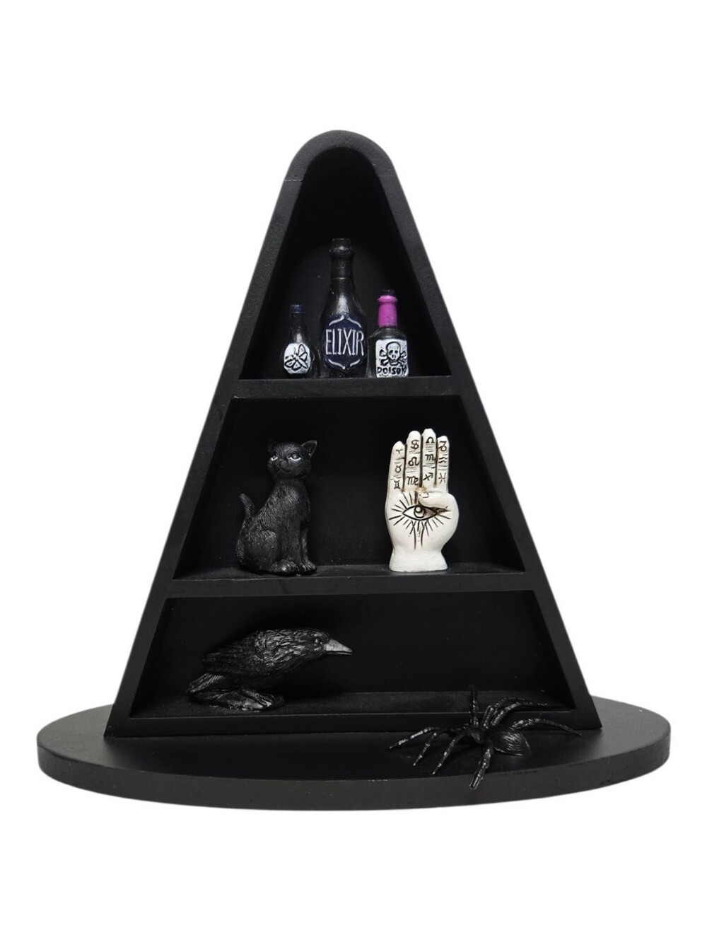 NEW witch hat Halloween black cat shelf decoration